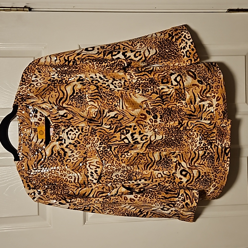 Ruby Rd. Leopard Wet Look Jacket - image 1